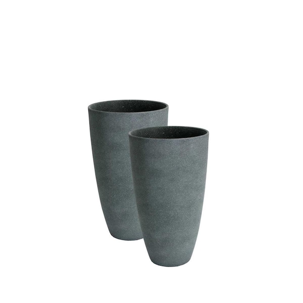 Algreen Acerra 11.5 in. by 20 in. Height Curved Vase Planters, Grey Stucco, 2PK 43228 - main